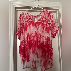 Red tie-dye blouse